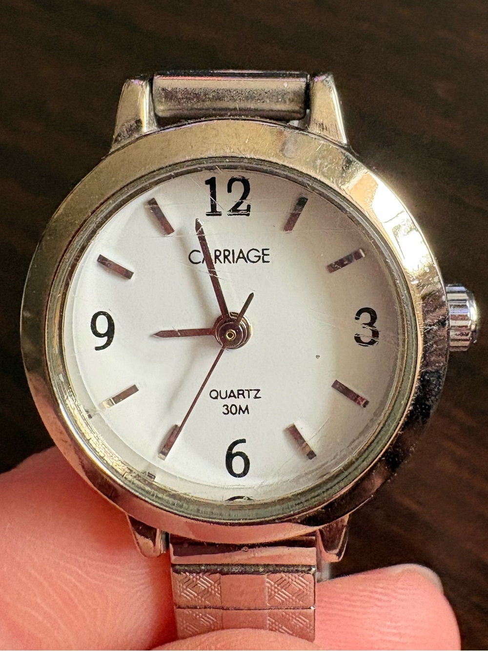 Women's Carriage Silver Tone White Dial Quartz Watch